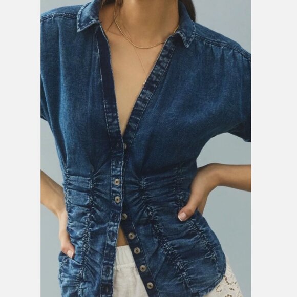 Brand New Pilcro Long-Sleeve Ruched Top - Picture 7 of 10